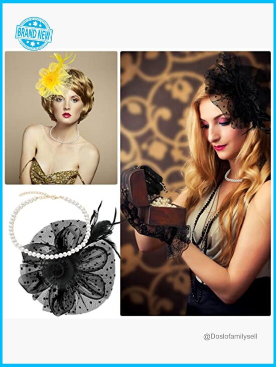 18 Pcs Fascinator Hat Set Lace Gloves Pearls Derby Tea Party Headpieces main image 5
